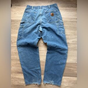 Vintage 90s Carhartt Carpenter Jeans Distress Wear Baggy